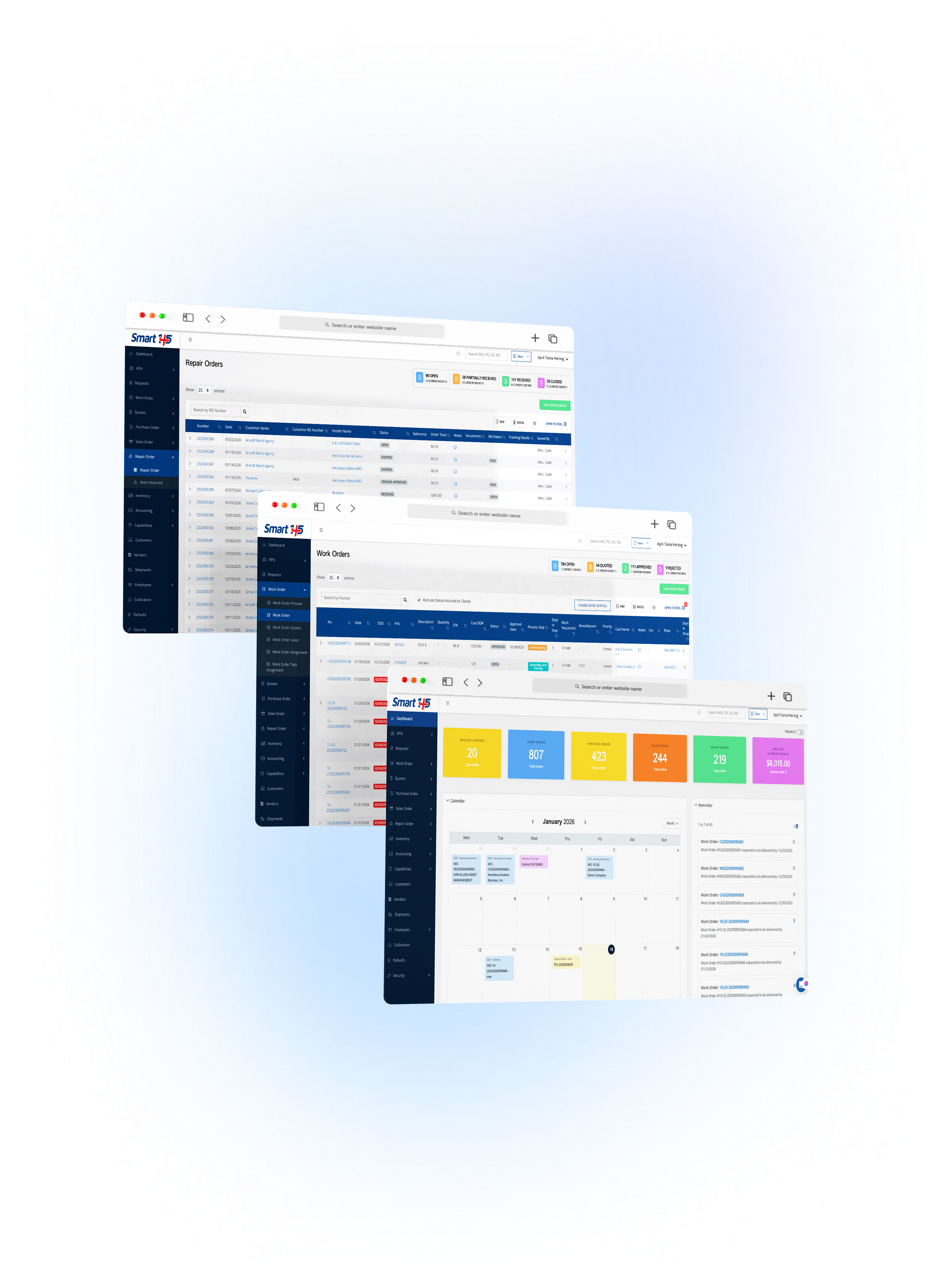 Smart 145 software interfaces and modules